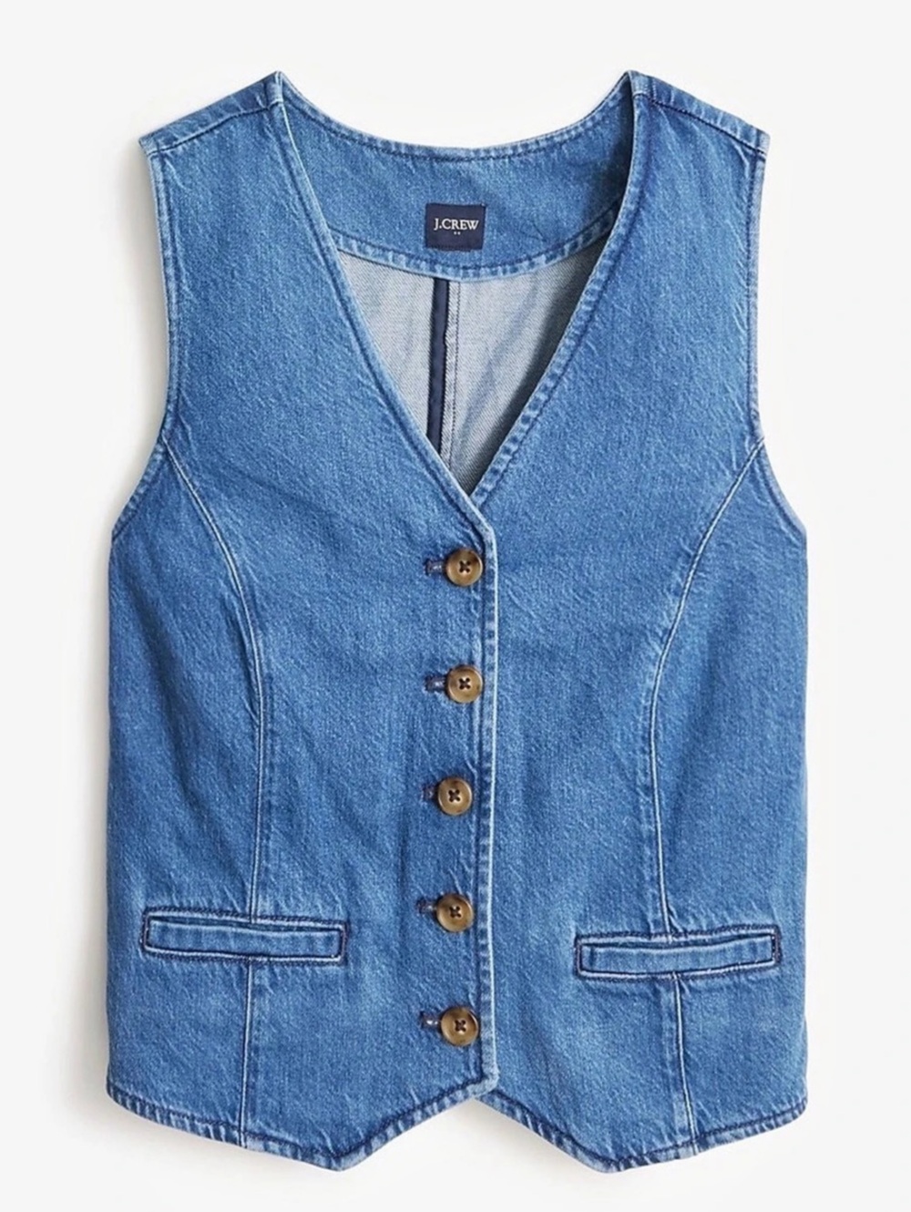 J.Crew Denim Button-Front Vest Blue Size 2